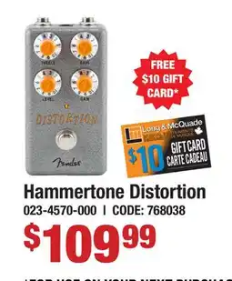 Long & McQuade Fender Hammertone Distortion offer