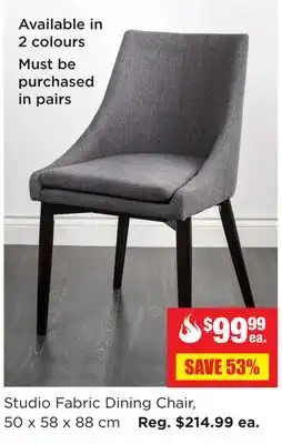 Kitchen Stuff Plus Studio Fabric Dining Chair, 50 x 58 x 88 cm offer
