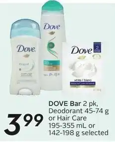 Sobeys DOVE Bar 2 pk, Deodorant 45-74 g offer