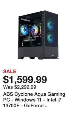 Newegg ABS Cyclone Aqua Gaming PC - Windows 11 - Intel i7 13700F - GeForce RTX 4060 Ti 8GB - DLSS 3.5 - AI-Powered Performance - 32G offer