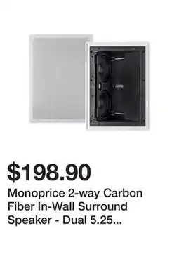 Newegg Monoprice 2-way Carbon Fiber In-Wall Surround Speaker - Dual 5.25 Inch (Single) Vari-Angled With Paintable Grille - Alpha Ser offer