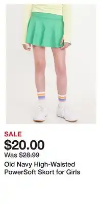 Old Navy Old Navy High-Waisted PowerSoft Skort for Girls offer