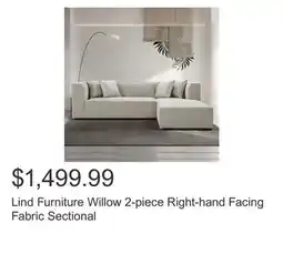 Costco Lind Furniture Willow 2-piece Right-hand Facing Fabric Sectional offer