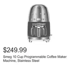 Costco Smeg 10 Cup Programmable Coffee Maker Machine, Stainless Steel offer
