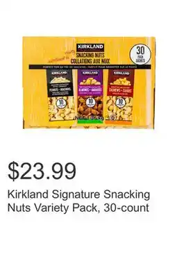 Costco Kirkland Signature Snacking Nuts Variety Pack, 30-count offer