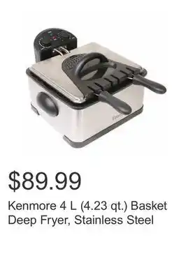 Costco Kenmore 4 L (4.23 qt.) Basket Deep Fryer, Stainless Steel offer