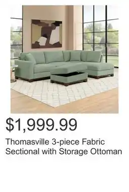 Costco Thomasville 3-piece Fabric Sectional with Storage Ottoman offer