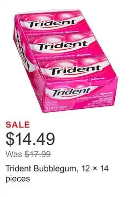 Costco Trident Bubblegum, 12 × 14 pieces offer