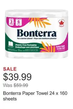 Costco Bonterra Paper Towel 24 x 160 sheets offer