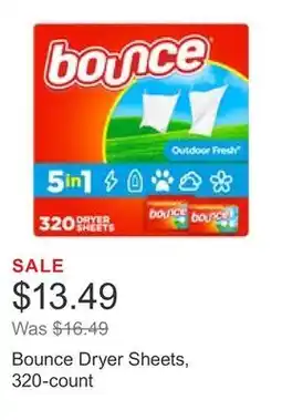Costco Bounce Dryer Sheets, 320-count offer