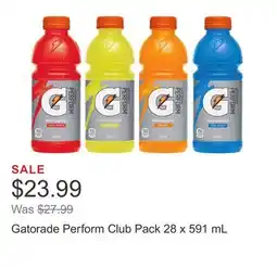 Costco Gatorade Perform Club Pack 28 x 591 mL offer