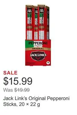 Costco Jack Link's Original Pepperoni Sticks, 20 × 22 g offer