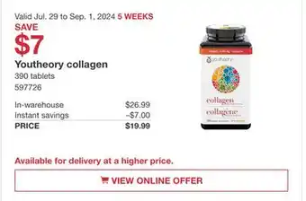 Costco Youtheory collagen offer