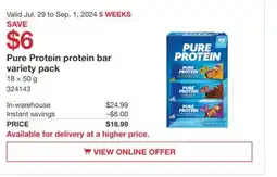 Costco Pure Protein protein bar variety pack offer