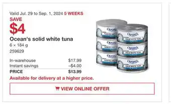 Costco Ocean's solid white tuna offer