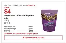 Costco WildRoots Coastal Berry trail mix offer