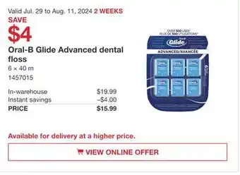 Costco Oral-B Glide Advanced dental floss offer