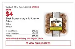 Costco Best Express organic Aussie Bites offer