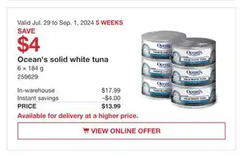 Costco Ocean's solid white tuna offer