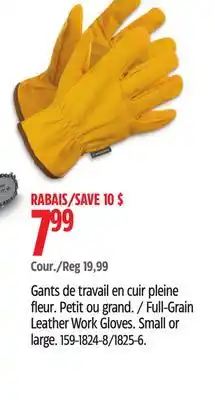 Canadian Tire Yardworks Full-Grain Leather Work Gloves offer
