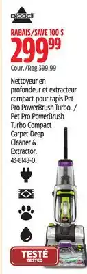 Canadian Tire Bissell Pet Pro PowerBrush Turbo Compact Carpet Deep Cleaner & Extractor offer