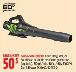 Canadian Tire Greenworks 60V 610CFM Gen II Blower (Kitted) offer
