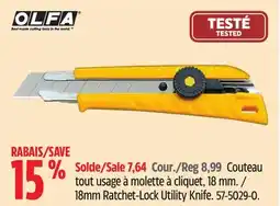 Canadian Tire OLFA 18mm Ratchet-Lock Utility Knife offer