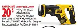 Canadian Tire DEWALT 20V MAX XR Brushless Compact Reciprocating Saw, Tool Only offer