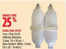 Canadian Tire Dock Edge Boat Fenders, White, 2-Pack offer