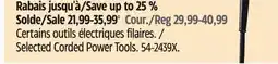 Canadian Tire Mastercraft Selected Corded Power Tools offer