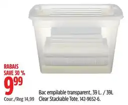 Canadian Tire Type A 39L Clear Stackable Tote offer