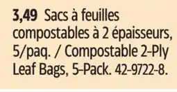 Canadian Tire Canadian Tire Compostable 2-Ply Leaf Bags, 5-Pack offer