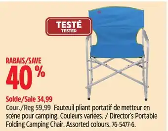 Canadian Tire Outbound Director's Portable Folding Camping Chair offer