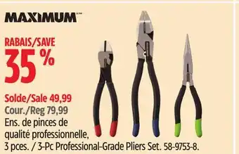 Canadian Tire MAXIMUM 3-Pc Professional-Grade Pliers Set offer