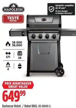 Canadian Tire Napoleon Rebel BBQ offer