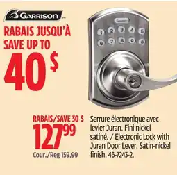Canadian Tire Garrison Electronic Lock with Juran Door Lever offer