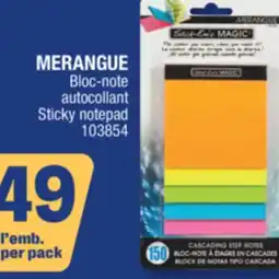Jean Coutu MERANGUE Bloc-note autocollant Sticky notepad offer