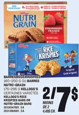 Provigo BARRES RICE KRISPIES, 160-200 G OU BARRES NUTRI-GRAIN, 175-295 G KELLOGG'S offer