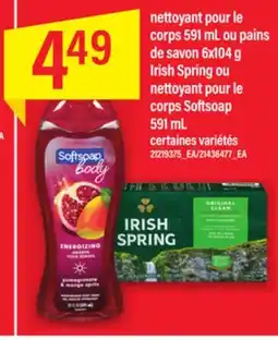 Maxi pains de savon g de savon 6x104 g ou Spring ou nettoyant pour le nettoyant pour le corps Softsoap corps 591 mL 591 mL offer