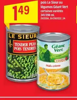 Maxi POIS LE SIEUR OU LÉGUMES GÉANT VERT, 341/398 mL offer