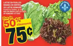 Super C LAITUE EN FEUILLES ROUGES OU VERTES OU LAITUE ROMAINE | RED OR GREEN LEAF LETTUCE OR ROMAINE LETTUCE offer