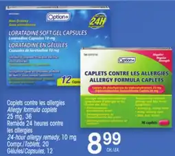 Uniprix OPTION+ Caplets contre les/allergies Allergy formula caplets 25 mg/Remède 24 heures contre les allergies/24-hour allergy reme offer
