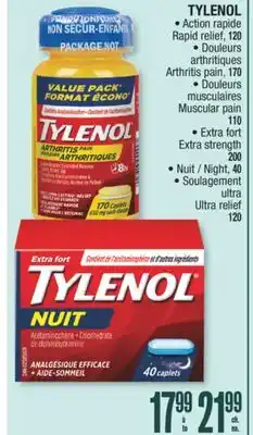 Jean Coutu TYLENOL Rapid relief, Arthritis pain, Muscular pain, Extra strength, Night, Ultra relief offer