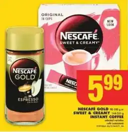 No Frills NESCAFE GOLD 90-100gr SWEET & CREAMY 144-351g INSTANT COFFEE offer