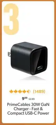Shopper+ PrimeCables 30W GaN Charger - Fast & Compact USB-C Power offer