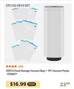 20PCS Food Storage Vacuum Bag + 1PC Vacuum Pump - STORA