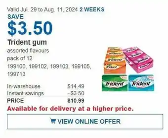 Costco Trident gum offer