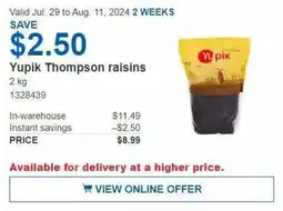 Costco Yupik Thompson raisins offer
