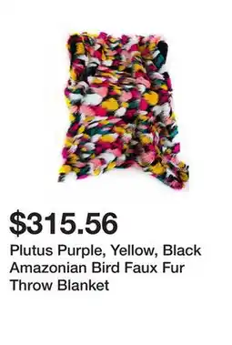 Plutus Purple, Yellow, Black Amazonian Bird Faux Fur Throw Blanket