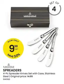 Stokes 4-Pc Spreader Knives Set with Case, Stainless Steel offer